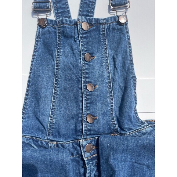 Dollhouse 90s Bib Overalls Juniors M Skinny Stretch Medium Wash Zip Side - Picture 9 of 11